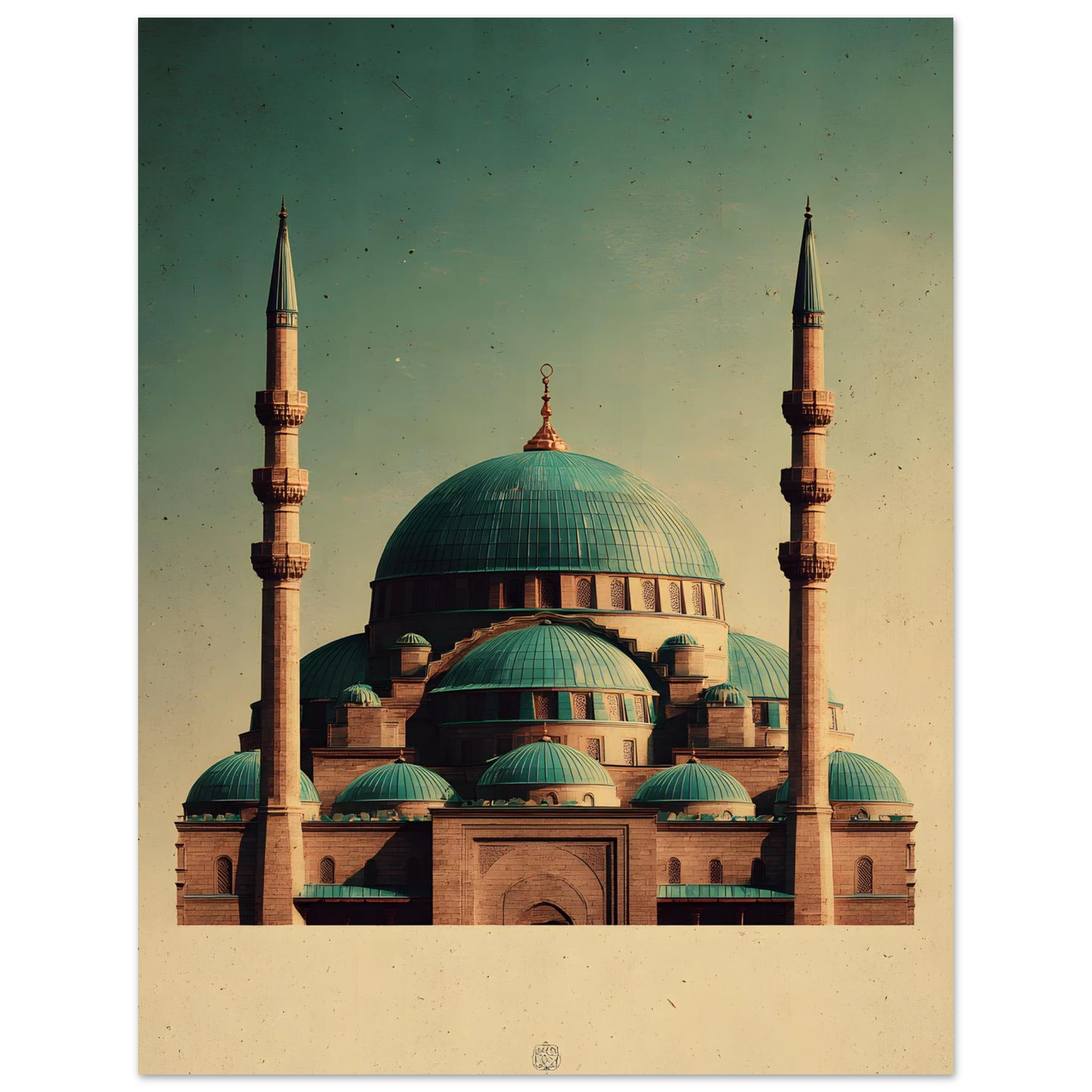 Plakat med Den Blå Moskés turkise kupler og to minareter i Mazar-i-Sharif — produktvisning 5