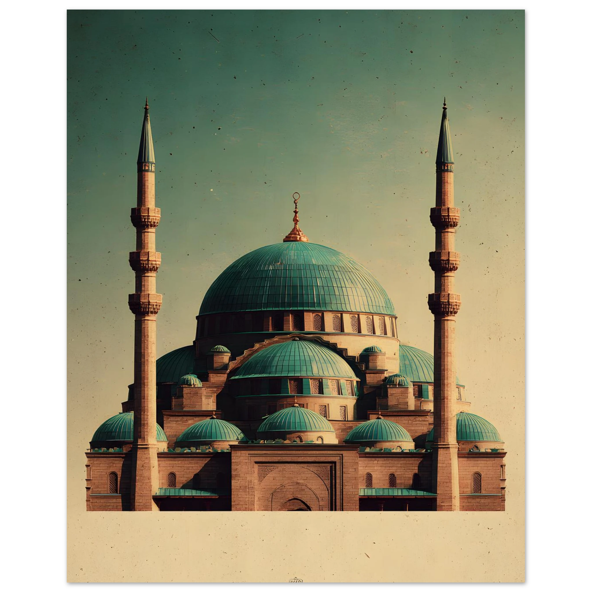 Plakat med Den Blå Moskés turkise kupler og to minareter i Mazar-i-Sharif — produktvisning 9
