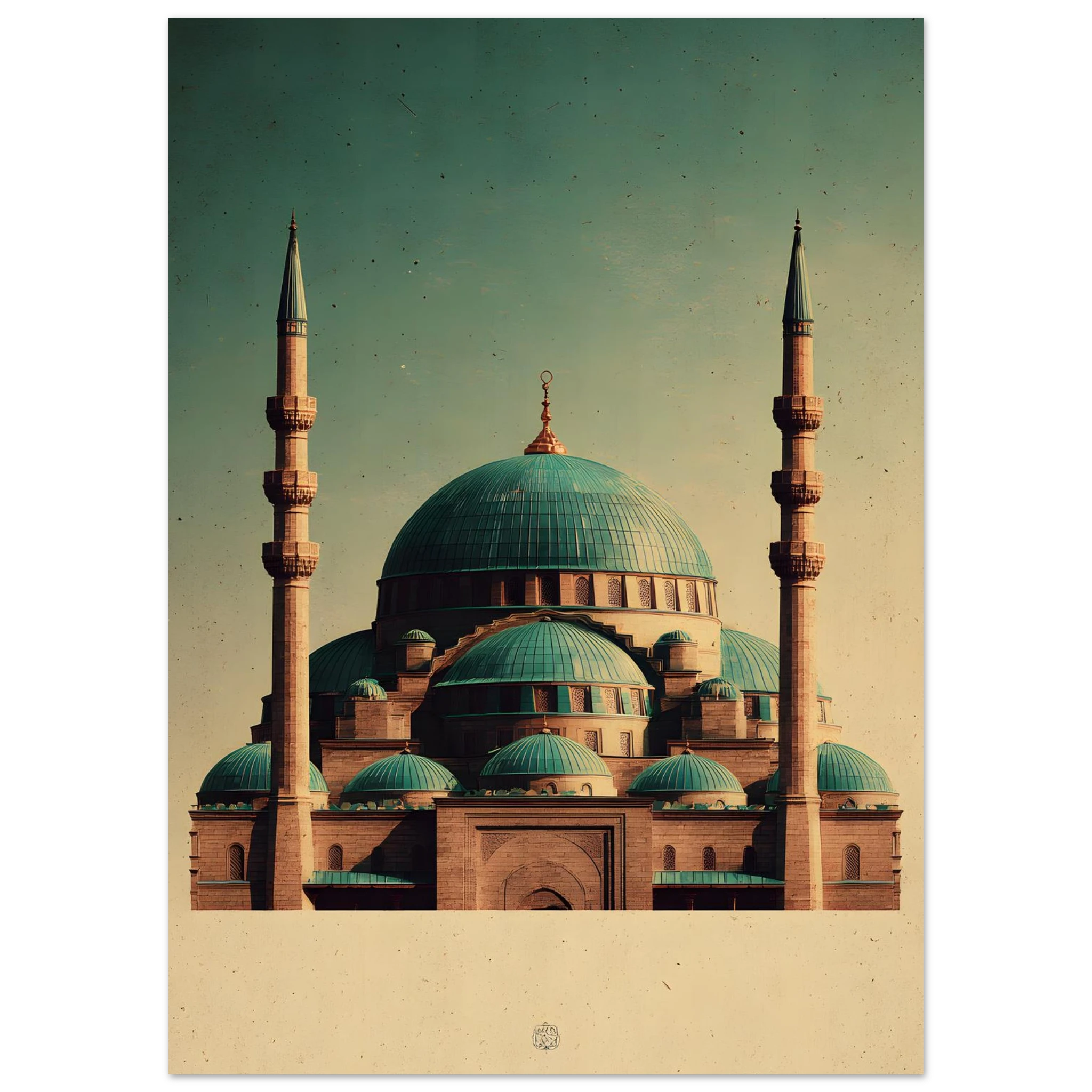 Plakat med Den Blå Moskés turkise kupler og to minareter i Mazar-i-Sharif — produktvisning 8