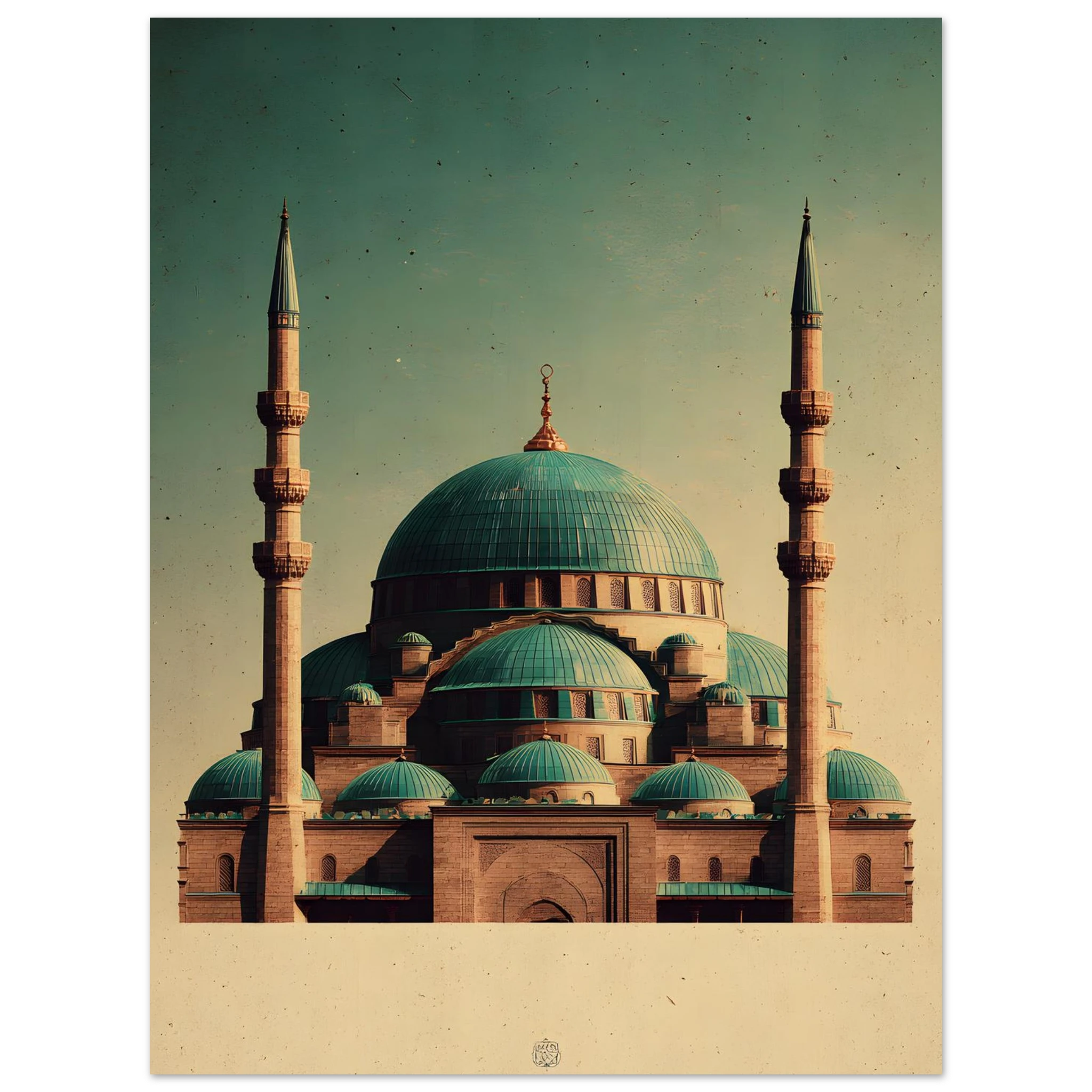 Plakat med Den Blå Moskés turkise kupler og to minareter i Mazar-i-Sharif — produktvisning 6