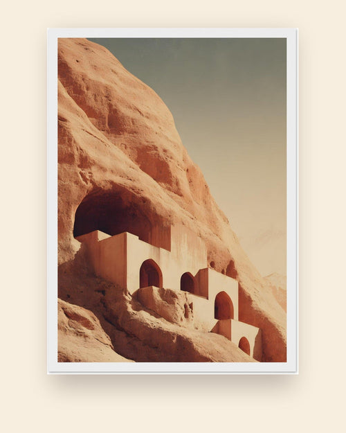 De tomme nicher, Bamiyan — arkitekturplakat i ramme i ramme på creme