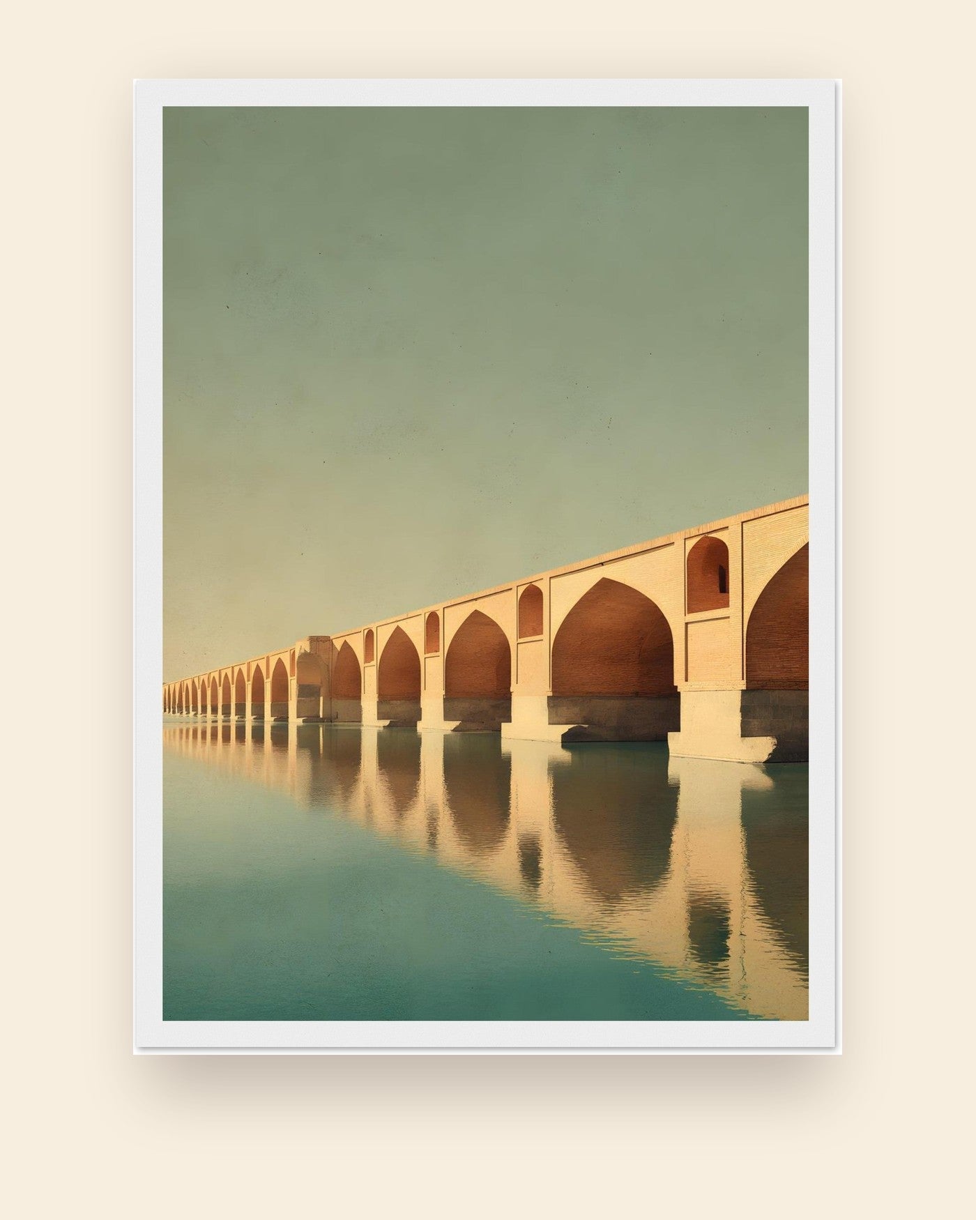 Si-o-se-pol, Isfahan — arkitekturplakat i ramme i ramme på creme